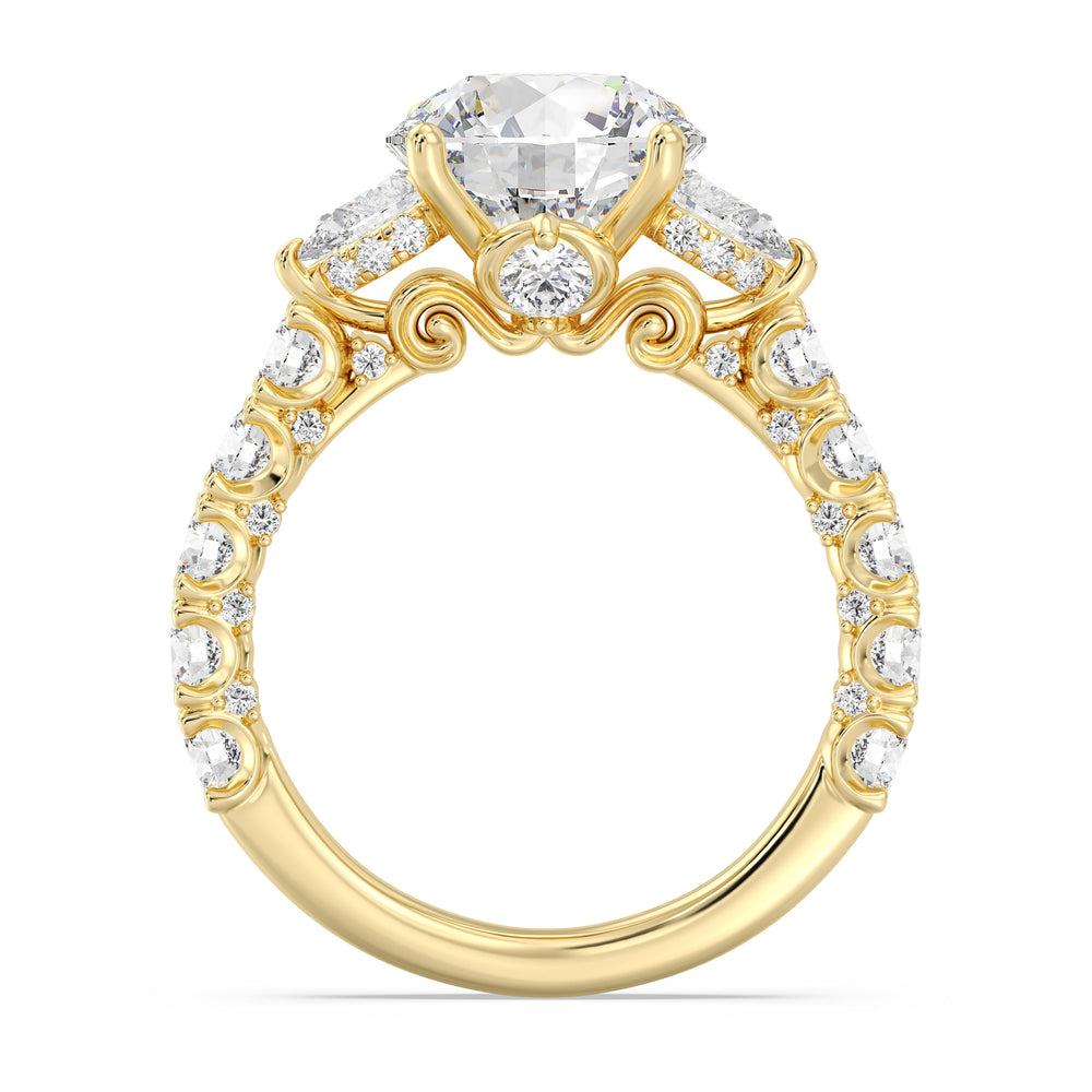 Enchanted Star Lab Grown Diamond And 14K Gold Disney Princess Cinderella Three Stone Carriage Engagement Ring with Yellow Cut Diamond in 14KT Round view 3
