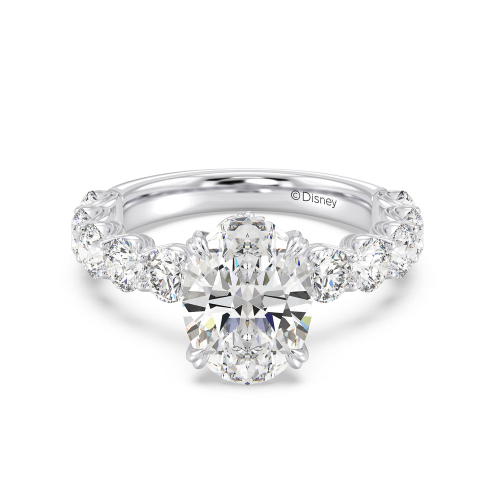 Enchanted Star Lab Grown Diamond And 14K Gold Disney Princess Belle Hidden Halo Engagement Ring with White Cut Diamond in 14KT Oval view 3
