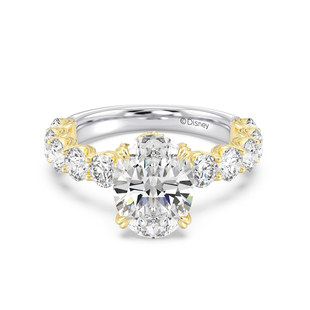 Enchanted Star Lab Grown Diamond And 14K Gold Disney Princess Belle Hidden Halo Engagement Ring with White/Yellow Cut Diamond in 14KT Oval view 3
