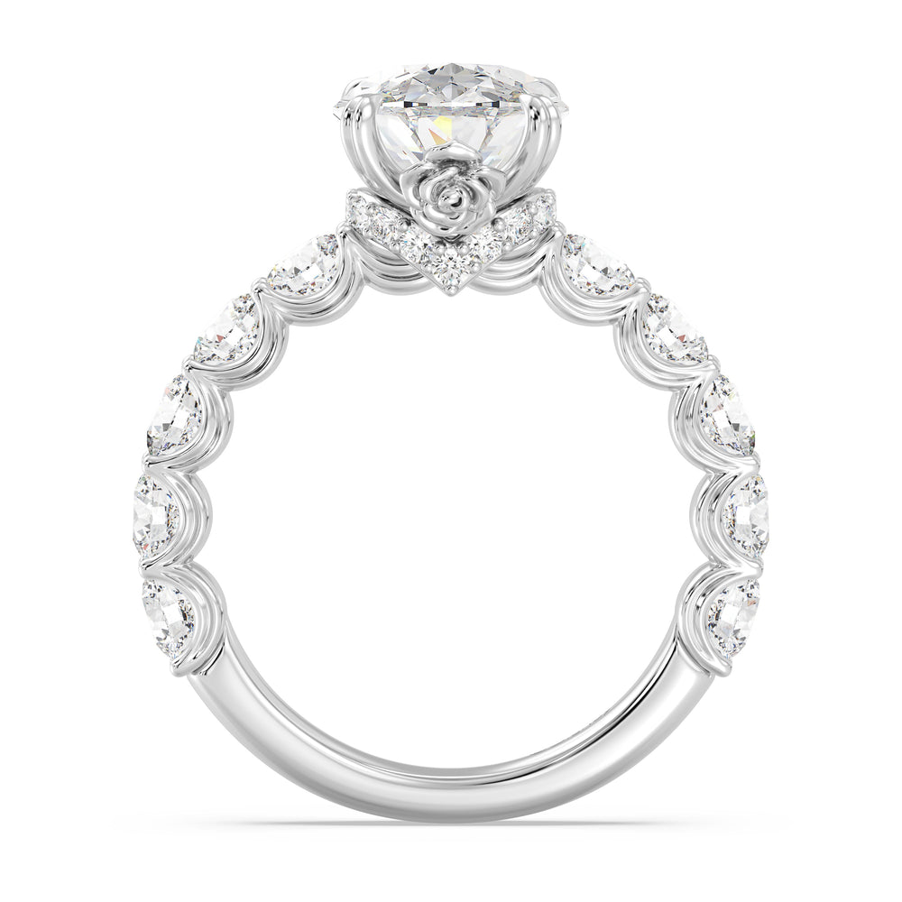 Enchanted Star Lab Grown Diamond And 14K Gold Disney Princess Belle Hidden Halo Engagement Ring with White Cut Diamond in 14KT Oval view 4

