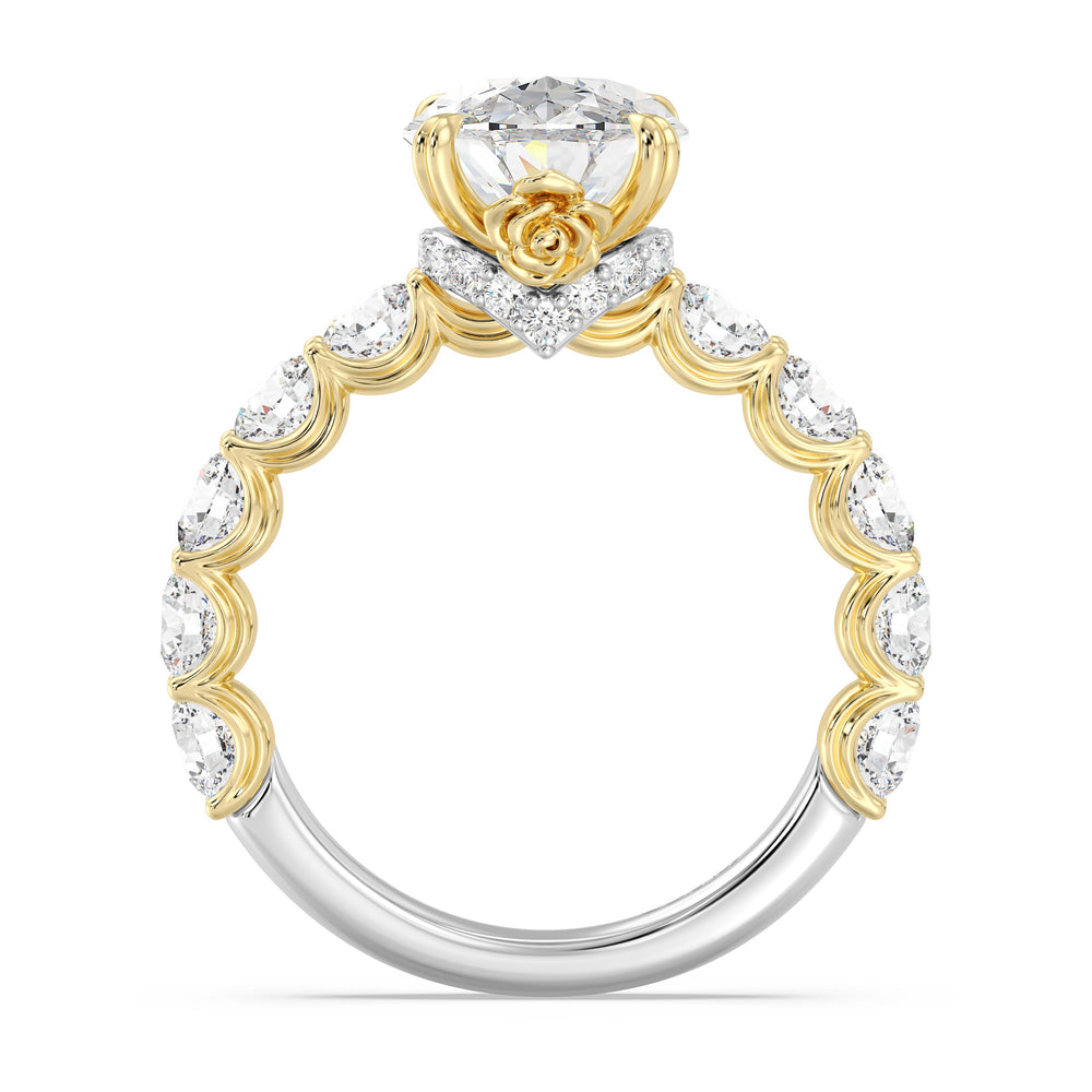 Enchanted Star Lab Grown Diamond And 14K Gold Disney Princess Belle Hidden Halo Engagement Ring with White/Yellow Cut Diamond in 14KT Oval view 4
