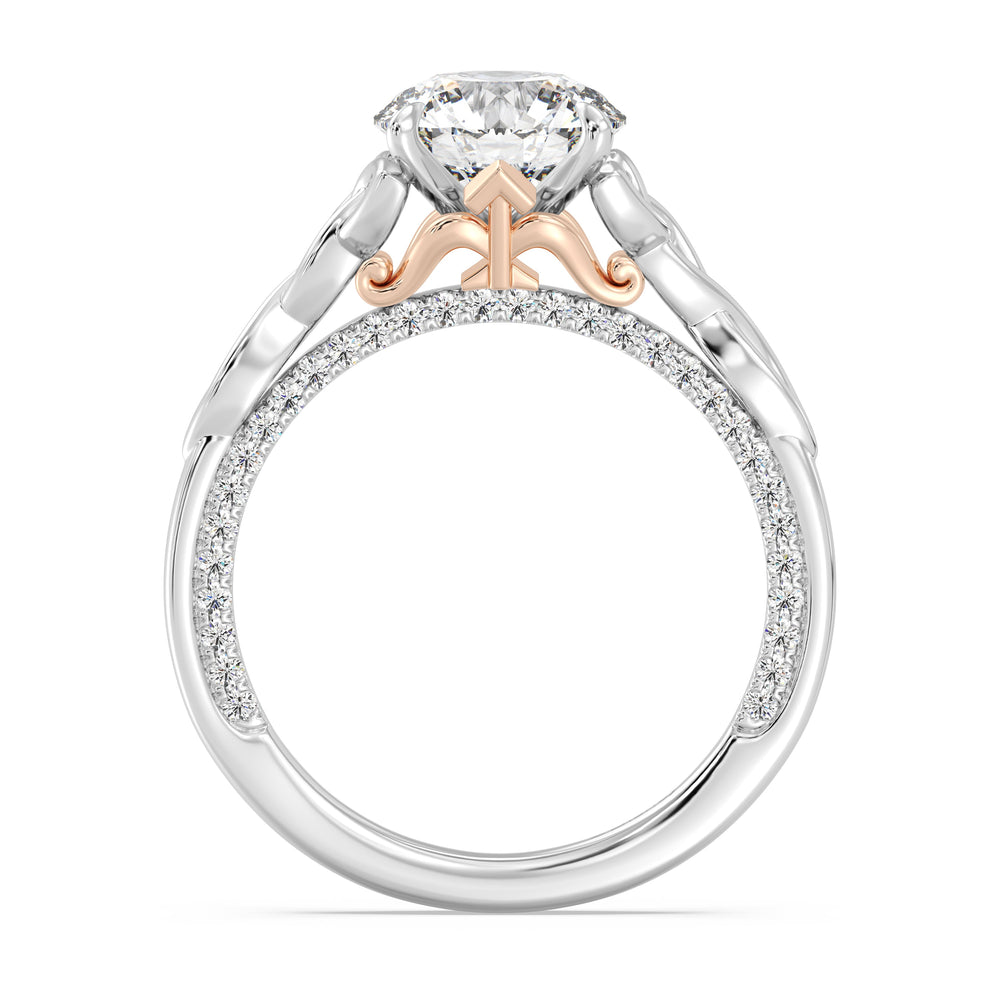 Enchanted Star Lab Grown Diamond And 14K Gold Merida Celtic Hidden Pavé Engagement Ring with White/Rose Cut Diamond in 14KT Round view 3
