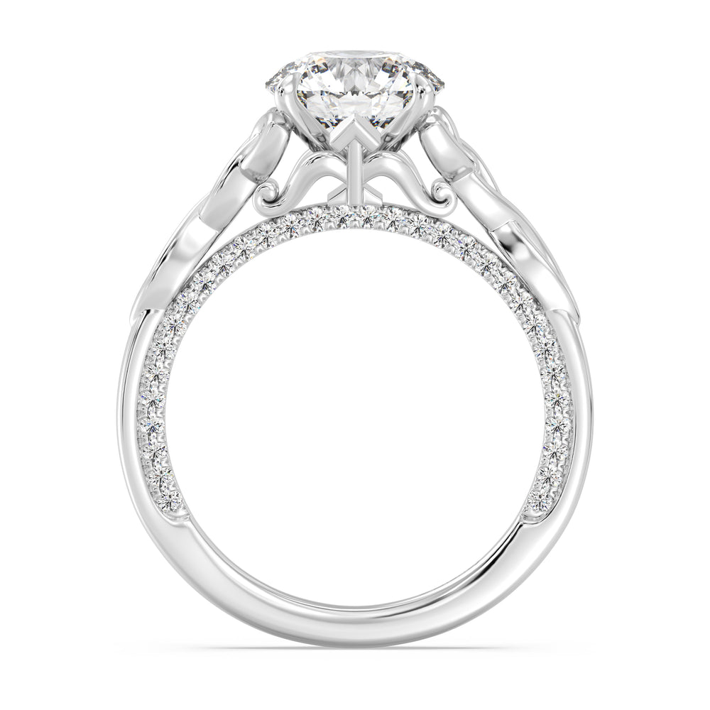 Enchanted Star Lab Grown Diamond And 14K Gold Merida Celtic Hidden Pavé Engagement Ring with White Cut Diamond in 14KT Round view 3
