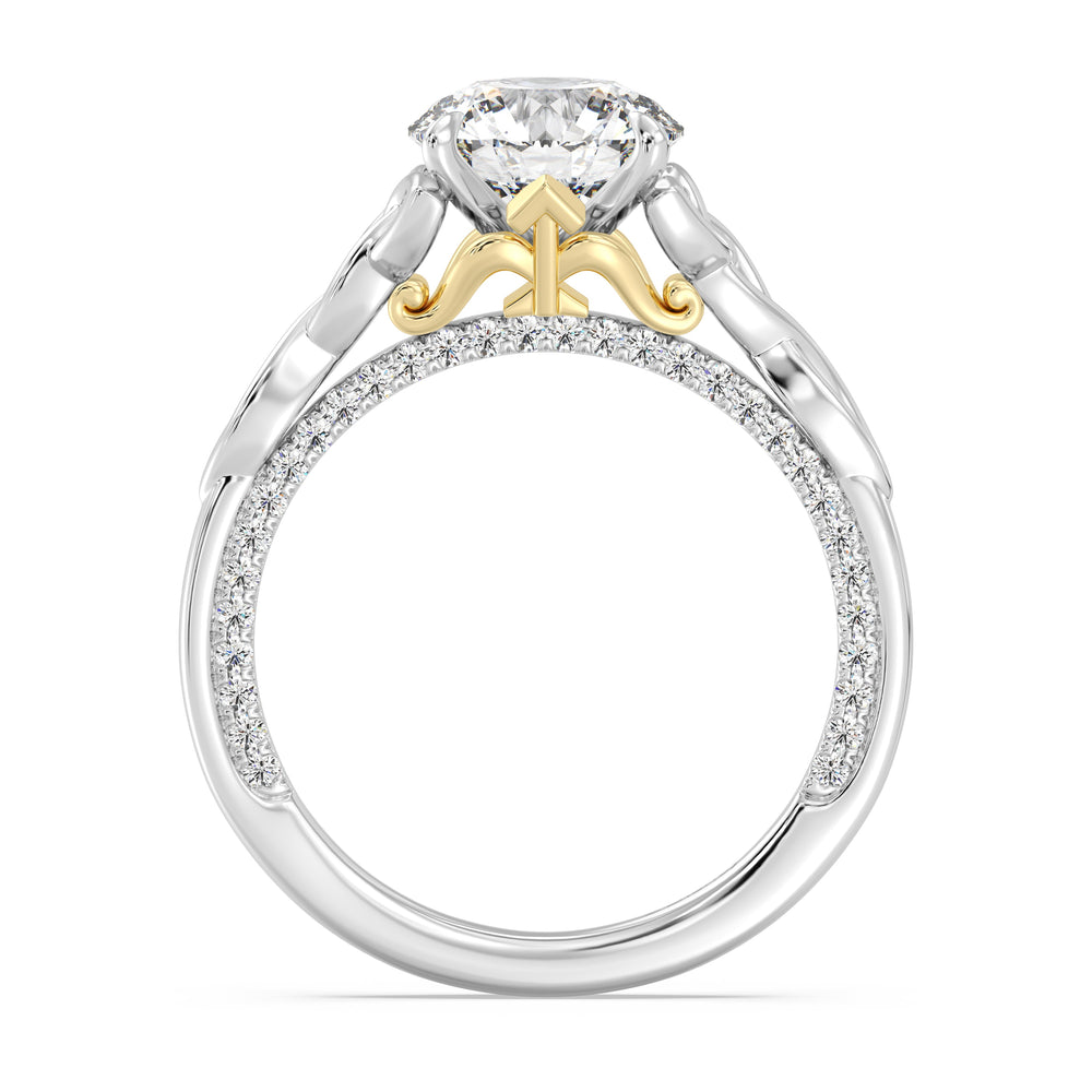 Enchanted Star Lab Grown Diamond And 14K Gold Merida Celtic Hidden Pavé Engagement Ring with White/Yellow Cut Diamond in 14KT Round view 3
