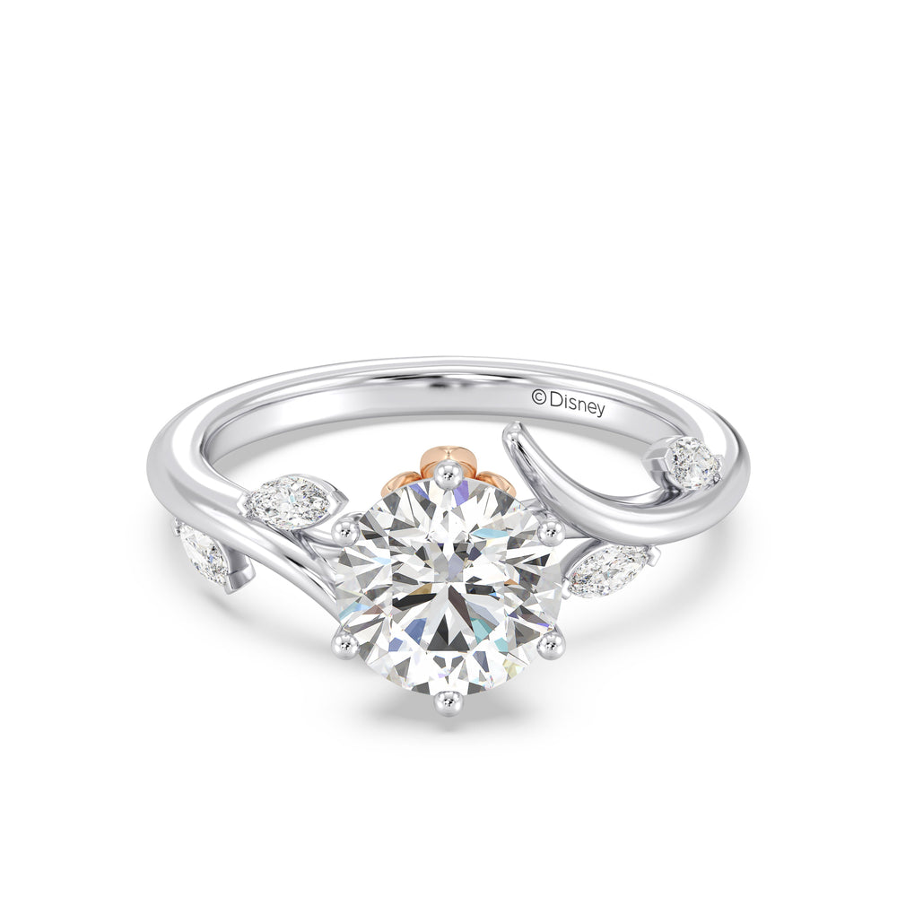 Enchanted Star Lab Grown Diamond And 14K Gold Disney Princess Rapunzel Classic Vine Engagement Ring with White/Rose Cut Diamond in 14KT Round view 2
