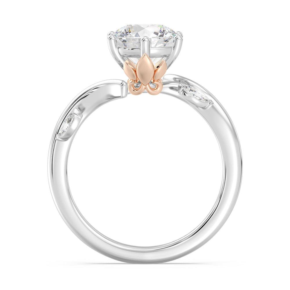 Enchanted Star Lab Grown Diamond And 14K Gold Disney Princess Rapunzel Classic Vine Engagement Ring with White/Rose Cut Diamond in 14KT Round view 3

