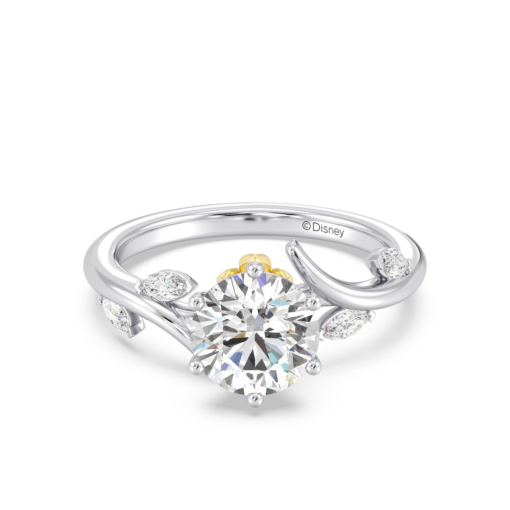 Enchanted Star Lab Grown Diamond And 14K Gold Disney Princess Rapunzel Classic Vine Engagement Ring with White/Yellow Cut Diamond in 14KT Round view 2
