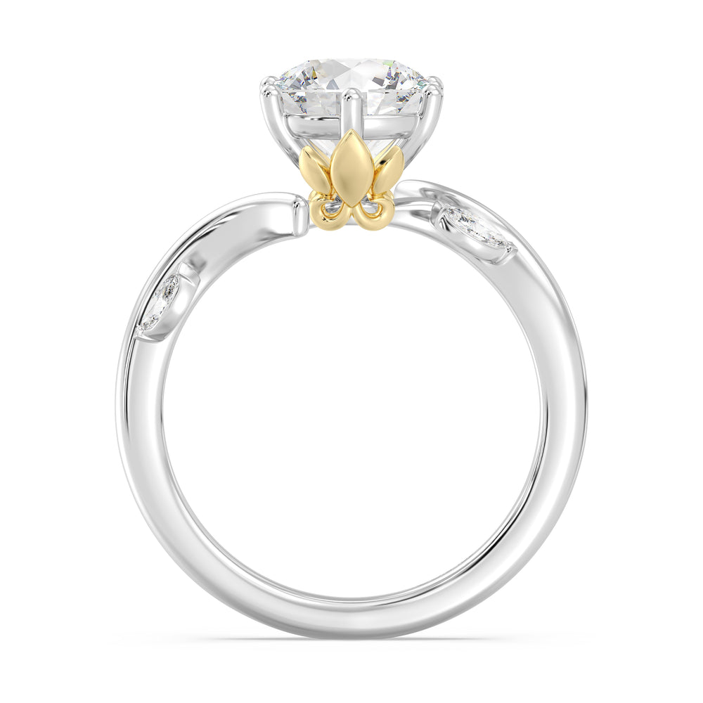 Enchanted Star Lab Grown Diamond And 14K Gold Disney Princess Rapunzel Classic Vine Engagement Ring with White/Yellow Cut Diamond in 14KT Round view 3
