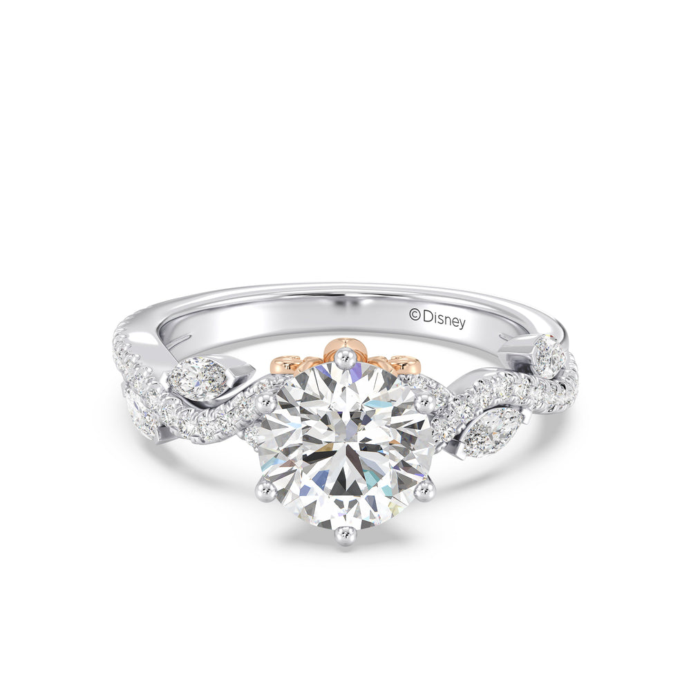 Enchanted Star Lab Grown Diamond And 14K Gold Disney Princess Rapunzel Pavé Vine Engagement Ring with White/Rose Cut Diamond in 14KT Round view 2

