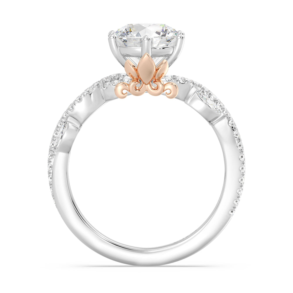 Enchanted Star Lab Grown Diamond And 14K Gold Disney Princess Rapunzel Pavé Vine Engagement Ring with White/Rose Cut Diamond in 14KT Round view 3
