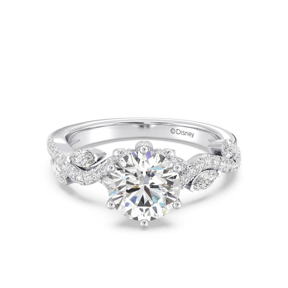 Enchanted Star Lab Grown Diamond And 14K Gold Disney Princess Rapunzel Pavé Vine Engagement Ring with White Cut Diamond in 14KT Round view 2
