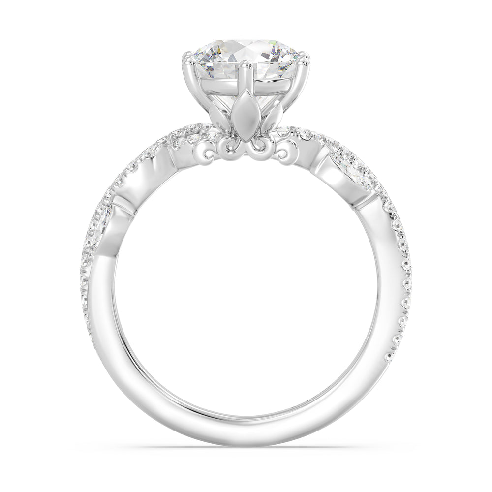 Enchanted Star Lab Grown Diamond And 14K Gold Disney Princess Rapunzel Pavé Vine Engagement Ring with White Cut Diamond in 14KT Round view 3
