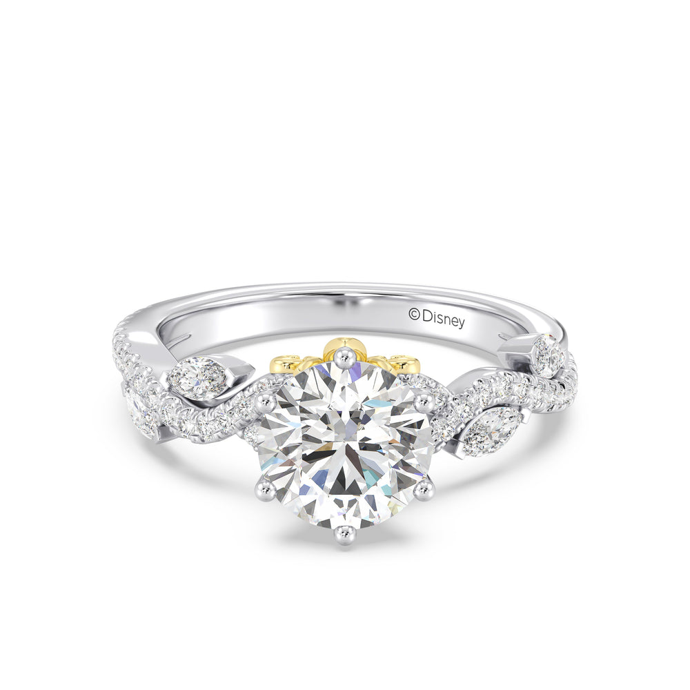 Enchanted Star Lab Grown Diamond And 14K Gold Disney Princess Rapunzel Pavé Vine Engagement Ring with White/Yellow Cut Diamond in 14KT Round view 2
