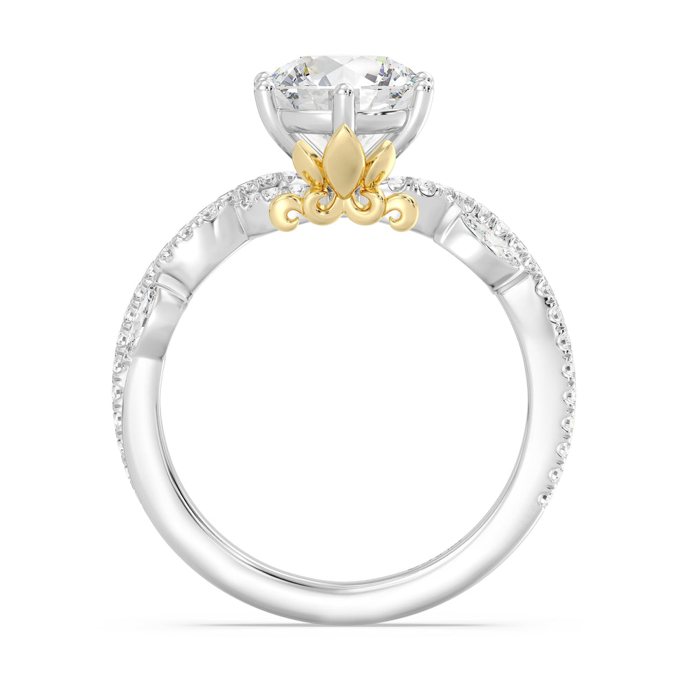 Enchanted Star Lab Grown Diamond And 14K Gold Disney Princess Rapunzel Pavé Vine Engagement Ring with White/Yellow Cut Diamond in 14KT Round view 3

