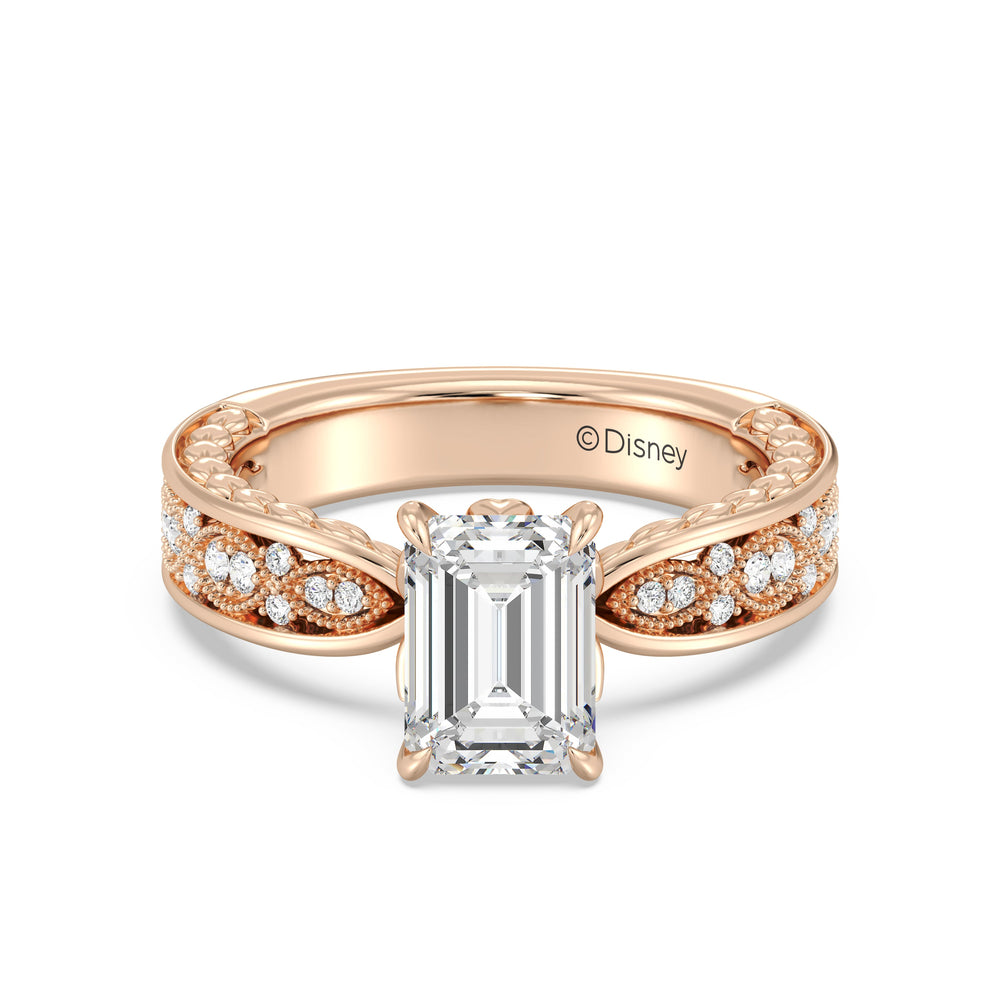 Enchanted Star Lab Grown Diamond And 14K Gold Disney Princess Anna Vintage Engagement Ring with Rose Cut Diamond in 14KT Emerald view 2
