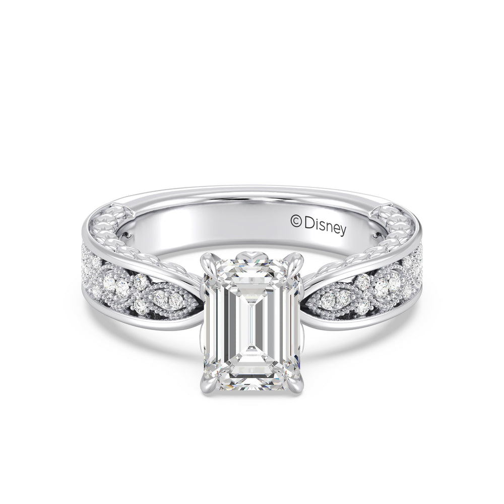 Enchanted Star Lab Grown Diamond And 14K Gold Disney Princess Anna Vintage Engagement Ring with White Cut Diamond in 14KT Emerald view 2
