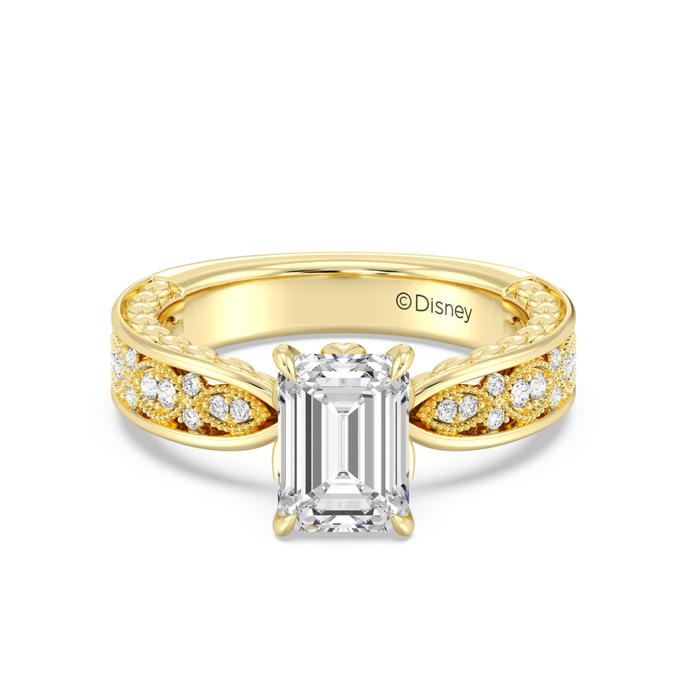 Enchanted Star Lab Grown Diamond And 14K Gold Disney Princess Anna Vintage Engagement Ring with Yellow Cut Diamond in 14KT Emerald view 2
