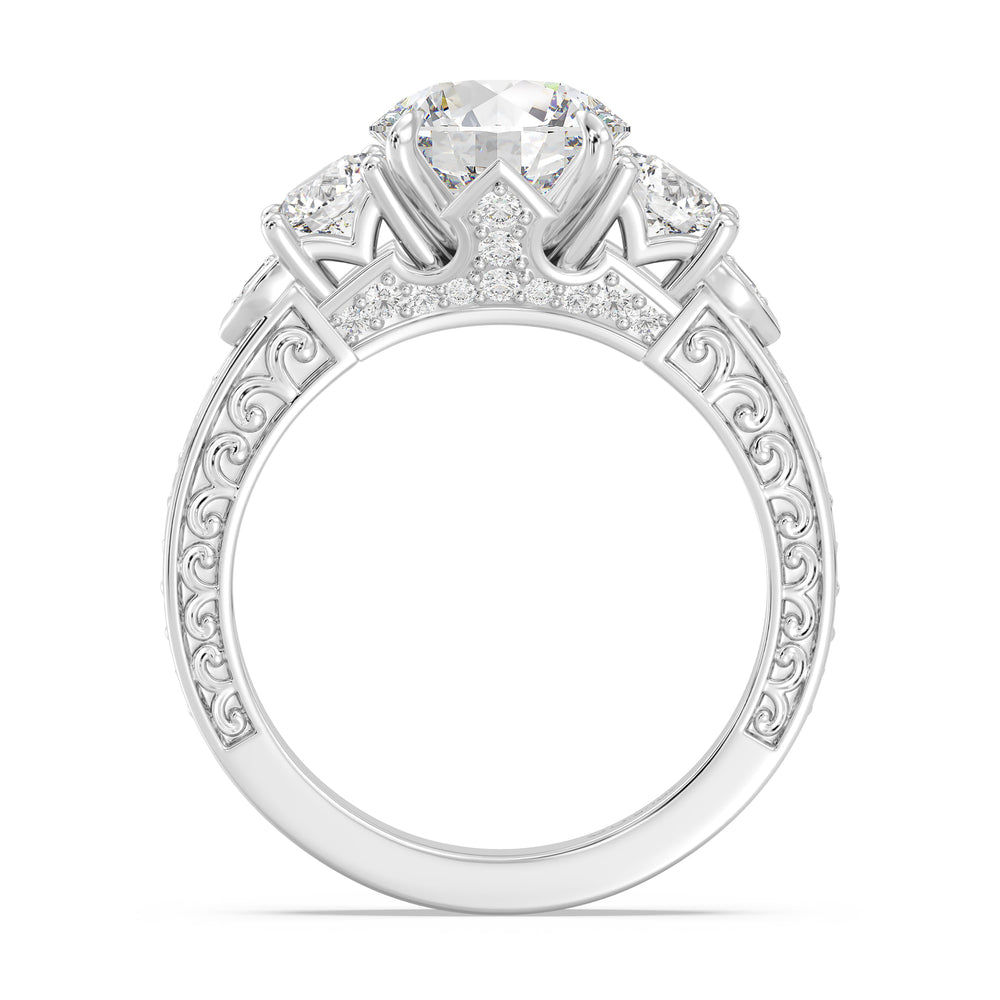 Enchanted Star Lab Grown Diamond And 14K Disney Princess Aurora Vintage Round Three Stone Engagement Ring with White Cut Diamond in 14KT Round view 3
