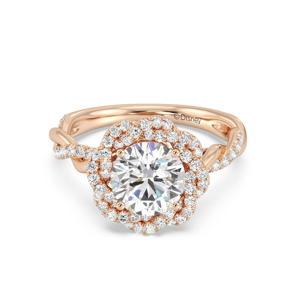 Enchanted Star Lab Grown And 14K Gold Disney Princess Belle Pavé Rose Engagement Ring with Rose Cut Diamond in 14KT Round view 2
