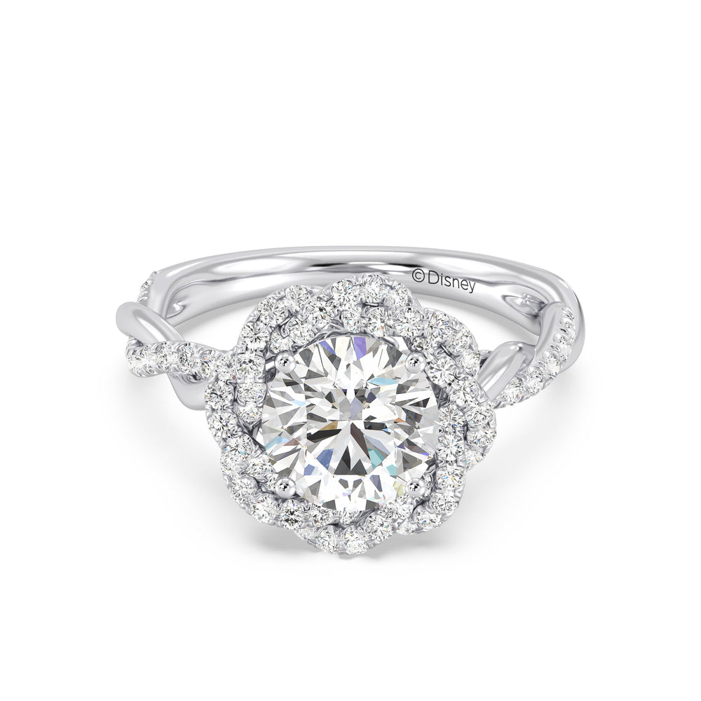 Enchanted Star Lab Grown And 14K Gold Disney Princess Belle Pavé Rose Engagement Ring with White Cut Diamond in 14KT Round view 2
