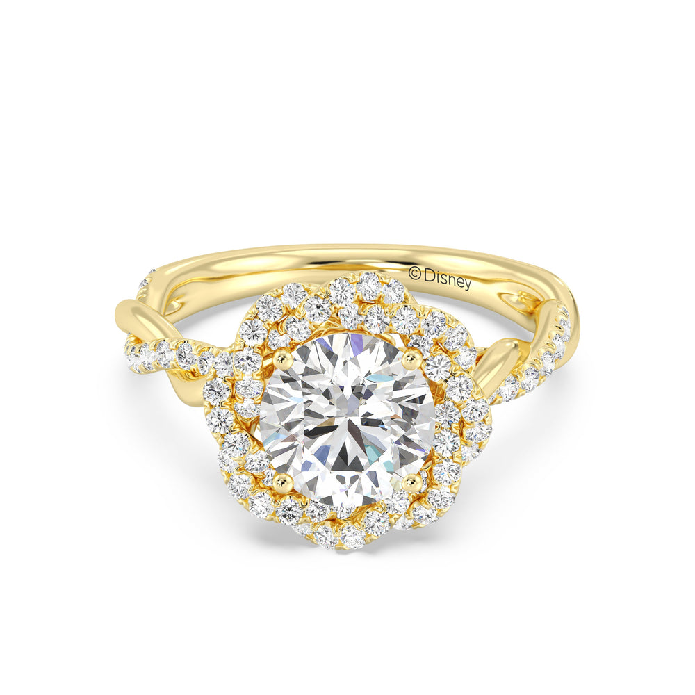 Enchanted Star Lab Grown And 14K Gold Disney Princess Belle Pavé Rose Engagement Ring with Yellow Cut Diamond in 14KT Round view 2
