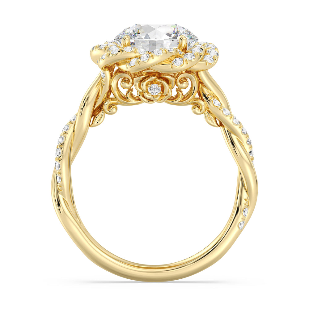 Enchanted Star Lab Grown And 14K Gold Disney Princess Belle Pavé Rose Engagement Ring with Yellow Cut Diamond in 14KT Round view 3
