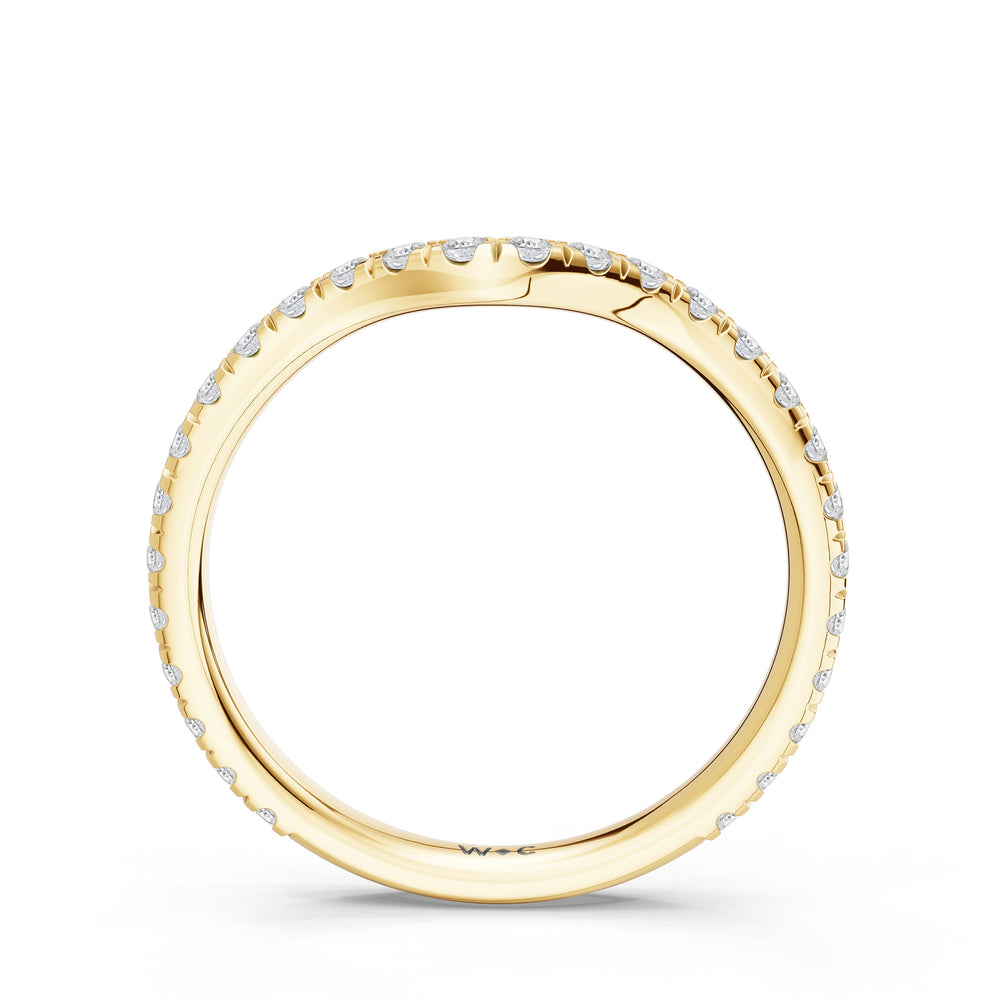 The Arden Diamond Wedding Band with Created London Blue Topaz Cut Diamond in 14KT Yellow Gold view 2
