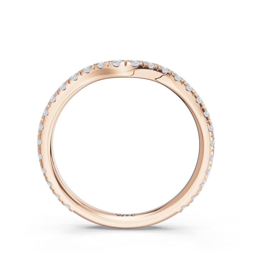 The Arden Diamond Wedding Band with Created Blue Sapphire Cut Diamond in 14KT Rose Gold view 2
