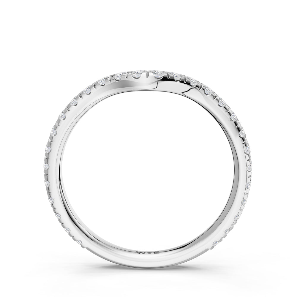 The Arden Diamond Wedding Band with Created Blue Sapphire Cut Diamond in 14KT Platinum view 2
