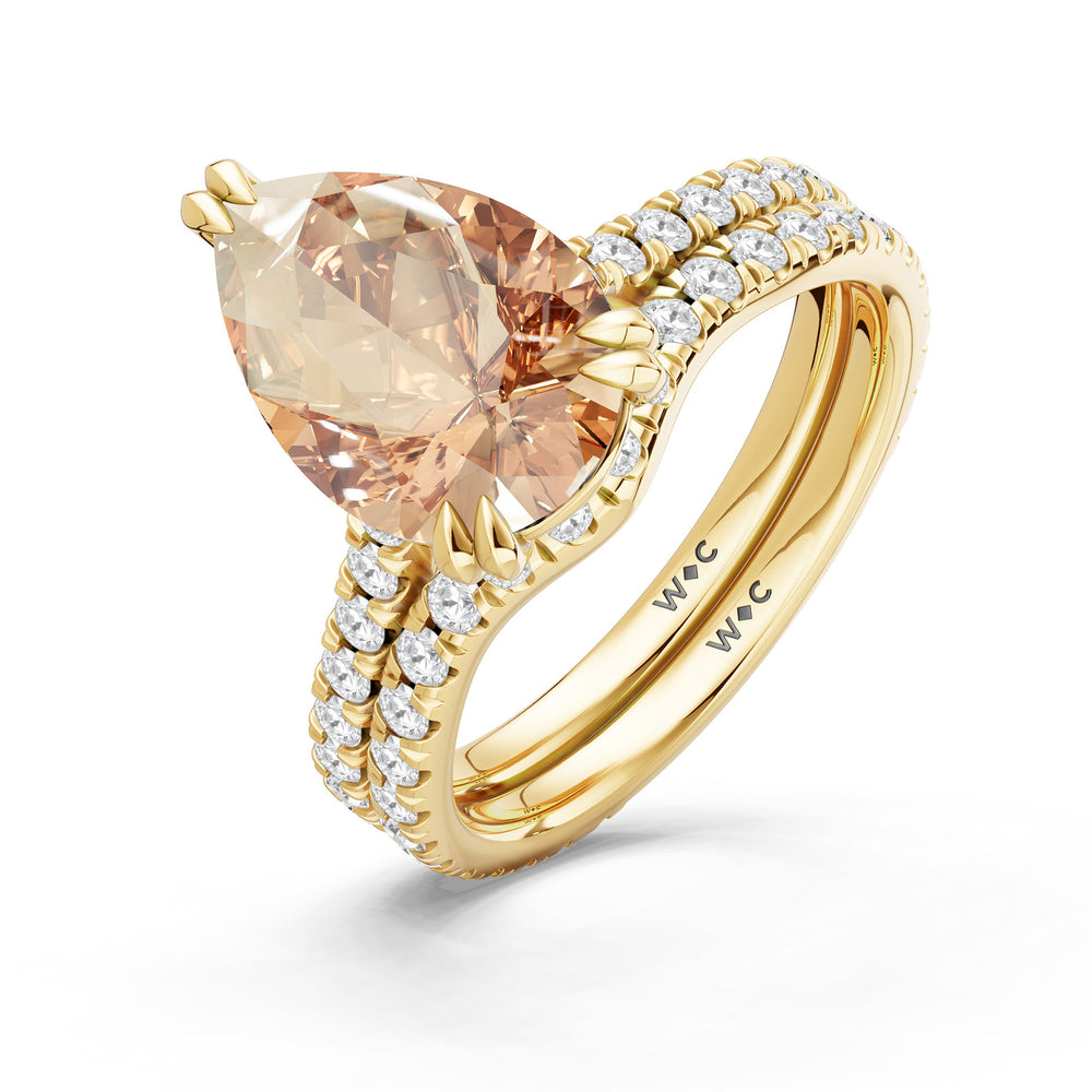 The Arden Diamond Wedding Band with Created Morganite Cut Diamond in 14KT Yellow Gold view 3
