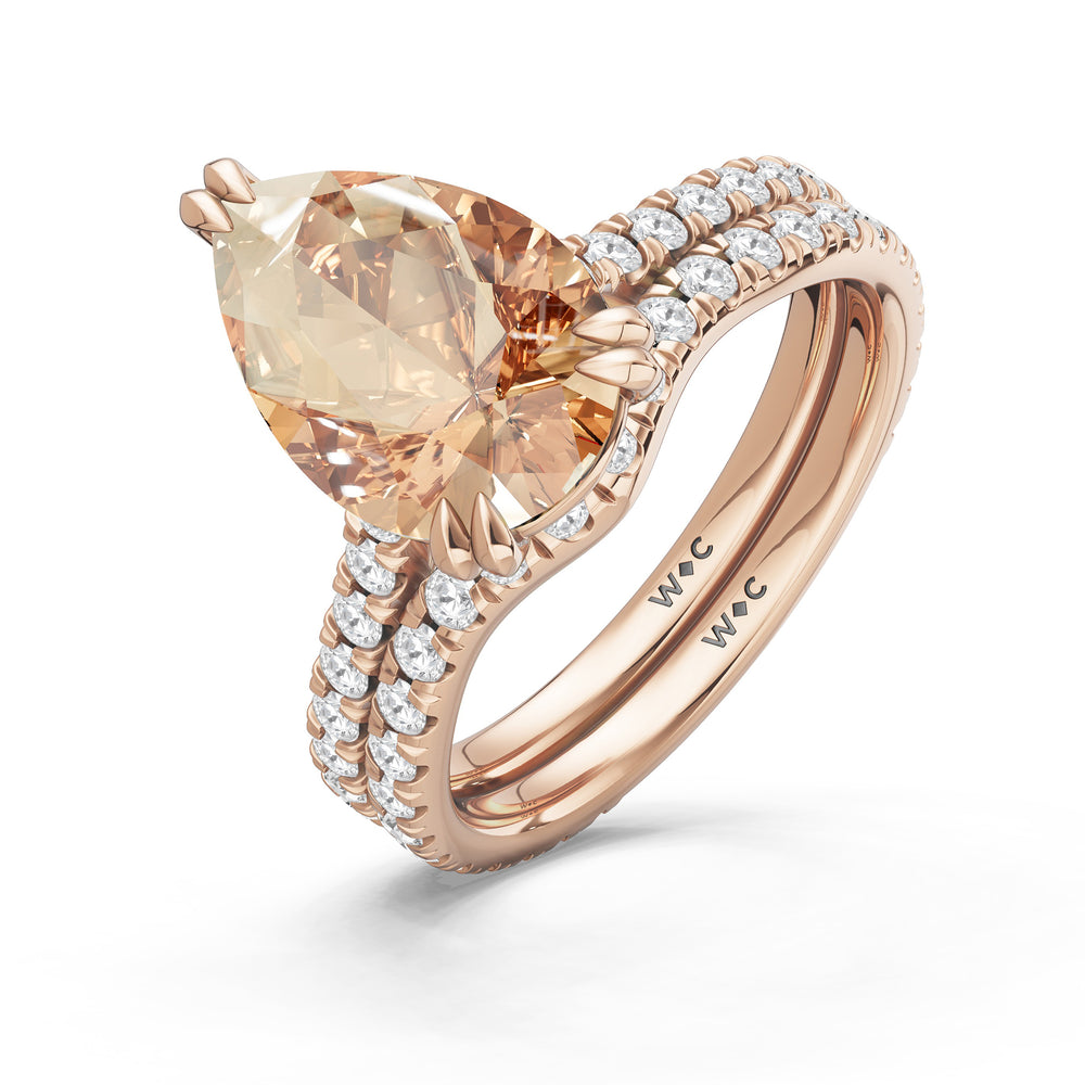 The Arden Ring with Created Morganite Cut Diamond in 14KT Rose Gold view 4
