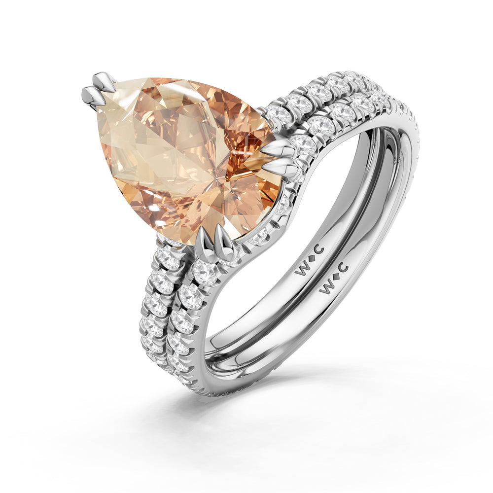 The Arden Ring with Created Morganite Cut Diamond in 14KT Platinum view 4
