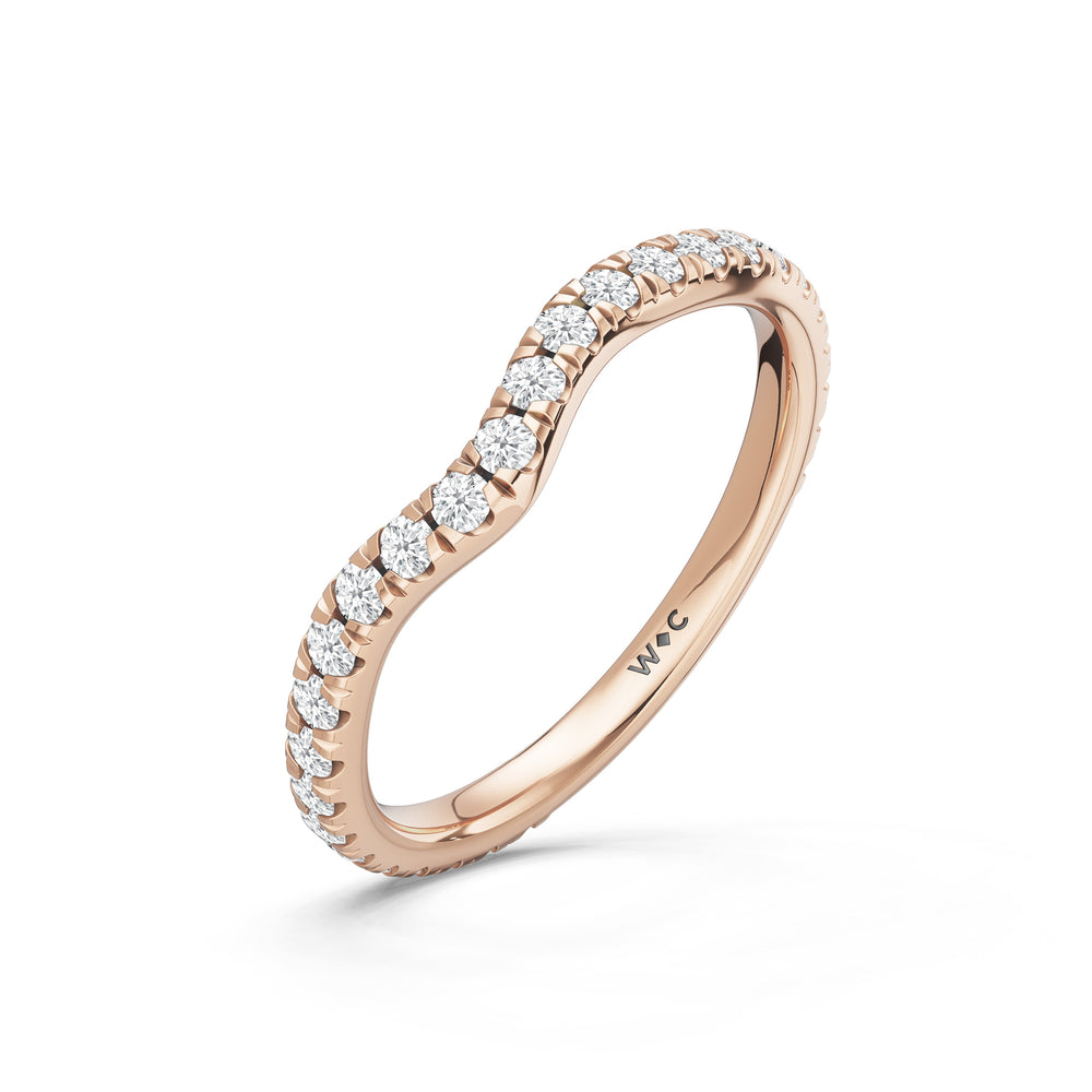 The Arden Diamond Wedding Band with Created Blue Sapphire Cut Diamond in 14KT Rose Gold view 4
