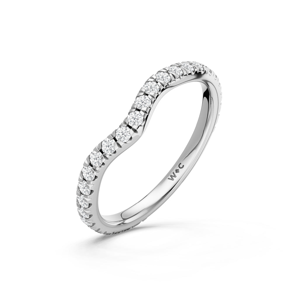 The Arden Diamond Wedding Band with Created Ruby Cut Diamond in 14KT Platinum view 4
