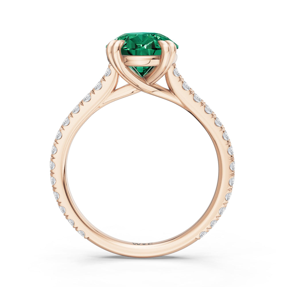 The Arden Ring with Created Emerald Cut Diamond in 14KT Rose Gold view 2
