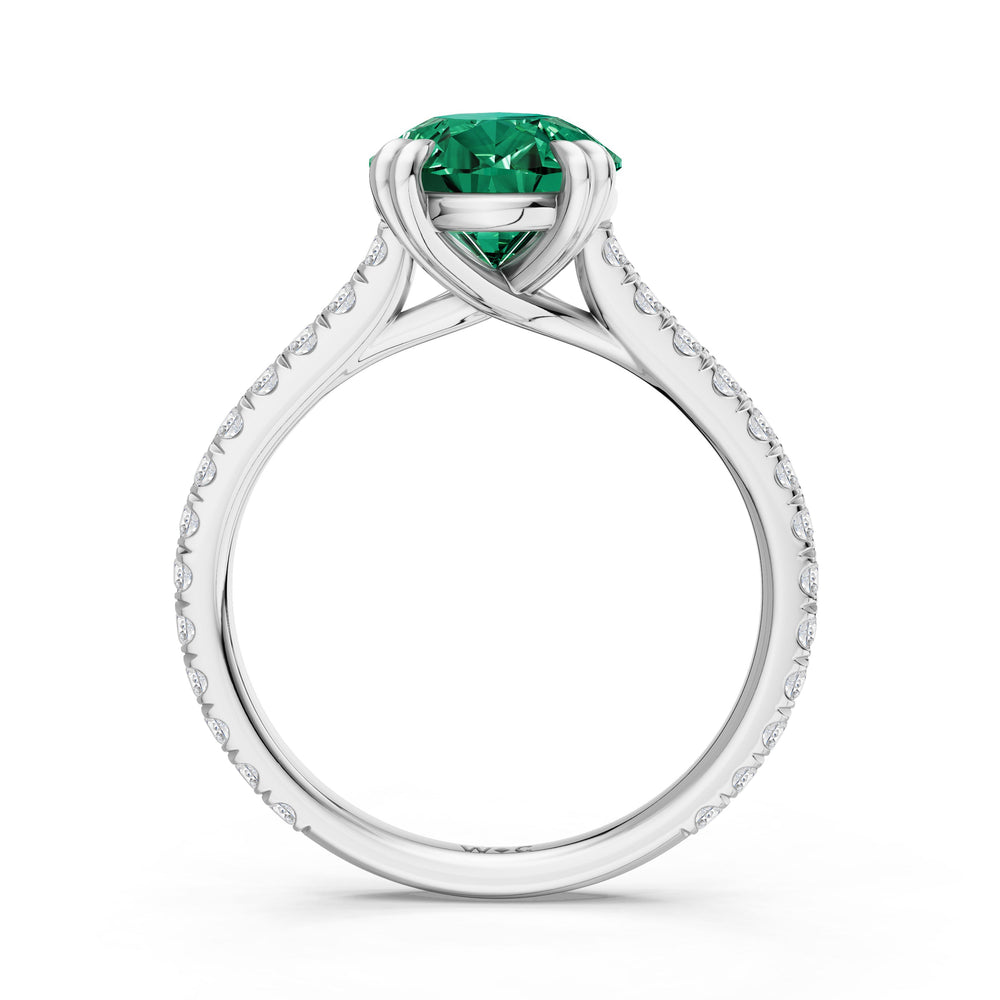 The Arden Ring with Created Emerald Cut Diamond in 14KT Platinum view 2
