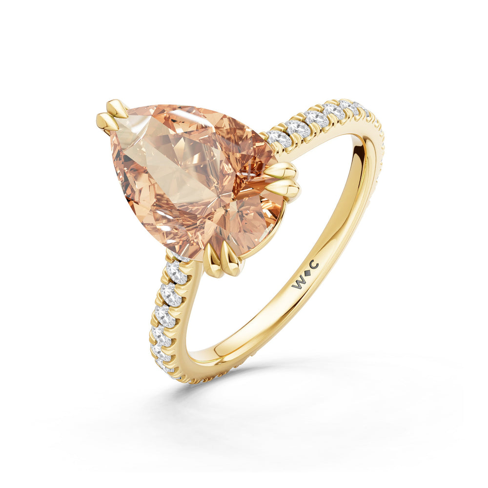 The Arden Ring with Created Morganite Cut Diamond in 14KT Yellow Gold view 3
