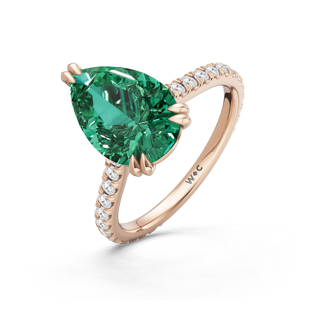 The Arden Ring with Created Emerald Cut Diamond in 14KT Rose Gold view 3
