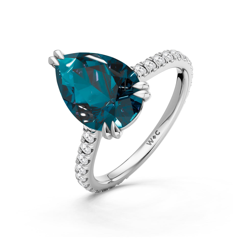 The Arden Ring with Created London Blue Topaz Cut Diamond in 14KT Platinum view 3
