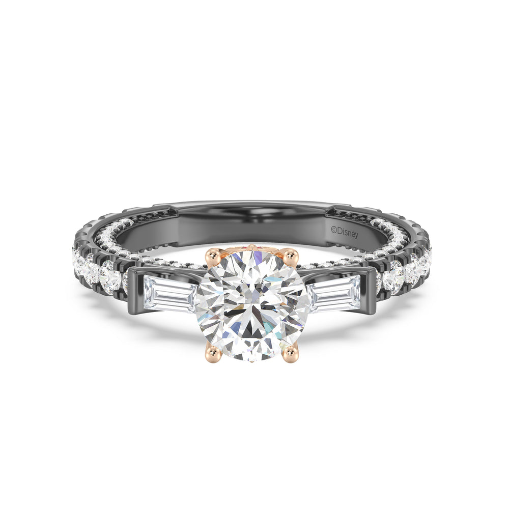 Enchanted Star Lab Grown Diamond Black Rhodium Over 14K Gold Evil Queen Garnet Engagement Ring with Black/Rose Cut Diamond in 14KT Round view 2
