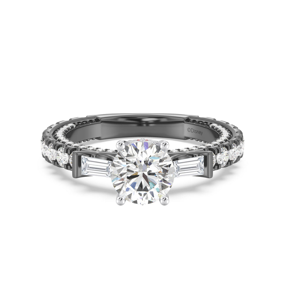 Enchanted Star Lab Grown Diamond Black Rhodium Over 14K Gold Evil Queen Garnet Engagement Ring with Black/White Cut Diamond in 14KT Round view 2

