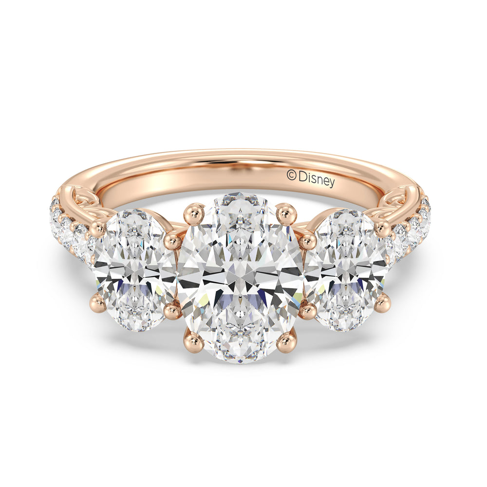Enchanted Star Lab Grown Diamond 14K Gold Cinderella Three Stone Engagement Ring with  Cut Diamond in 14KT  view 9
