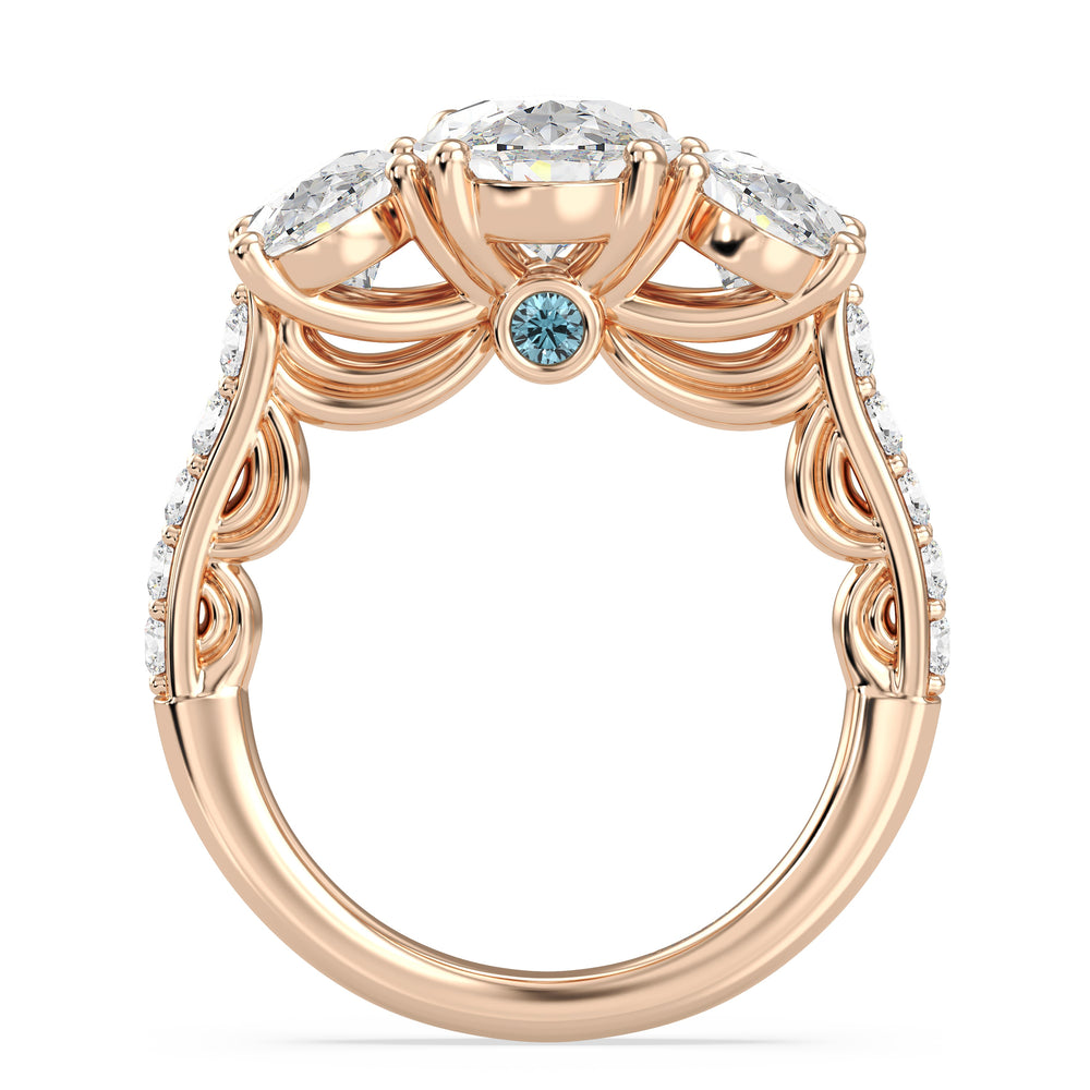 Enchanted Star Lab Grown Diamond 14K Gold Cinderella Three Stone Engagement Ring with  Cut Diamond in 14KT  view 8
