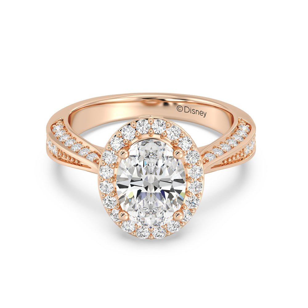 Enchanted Star Lab Grown Diamond 14K Gold Majestic Princess Tapered Shank Engagement Ring with Rose Cut Diamond in 14KT Oval view 2
