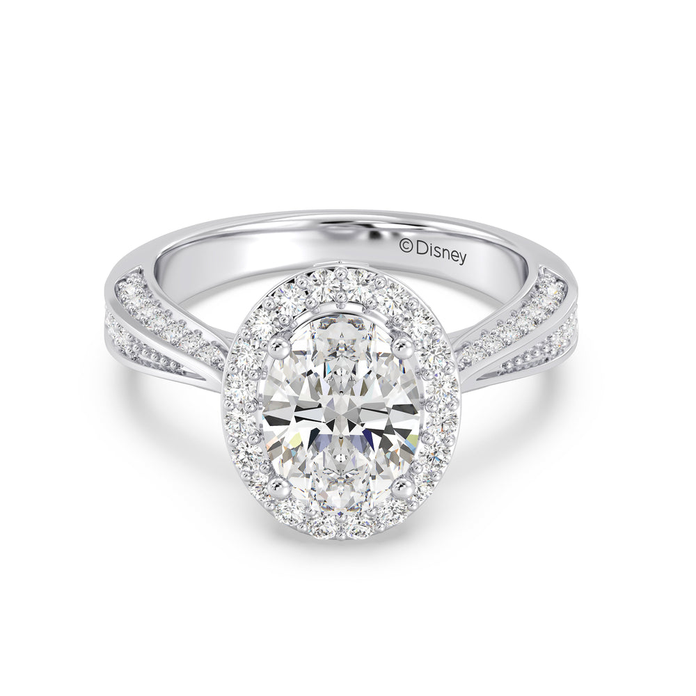 Enchanted Star Lab Grown Diamond 14K Gold Majestic Princess Tapered Shank Engagement Ring with White Cut Diamond in 14KT Oval view 2
