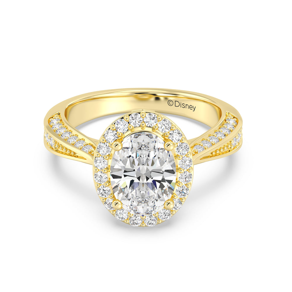 Enchanted Star Lab Grown Diamond 14K Gold Majestic Princess Tapered Shank Engagement Ring with Yellow Cut Diamond in 14KT Oval view 2
