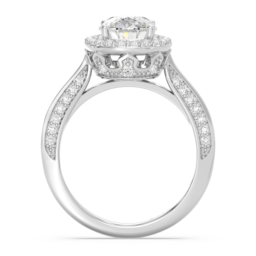 Enchanted Star Lab Grown Diamond 14K Gold Majestic Princess Tapered Shank Engagement Ring with White Cut Diamond in 14KT Oval view 3
