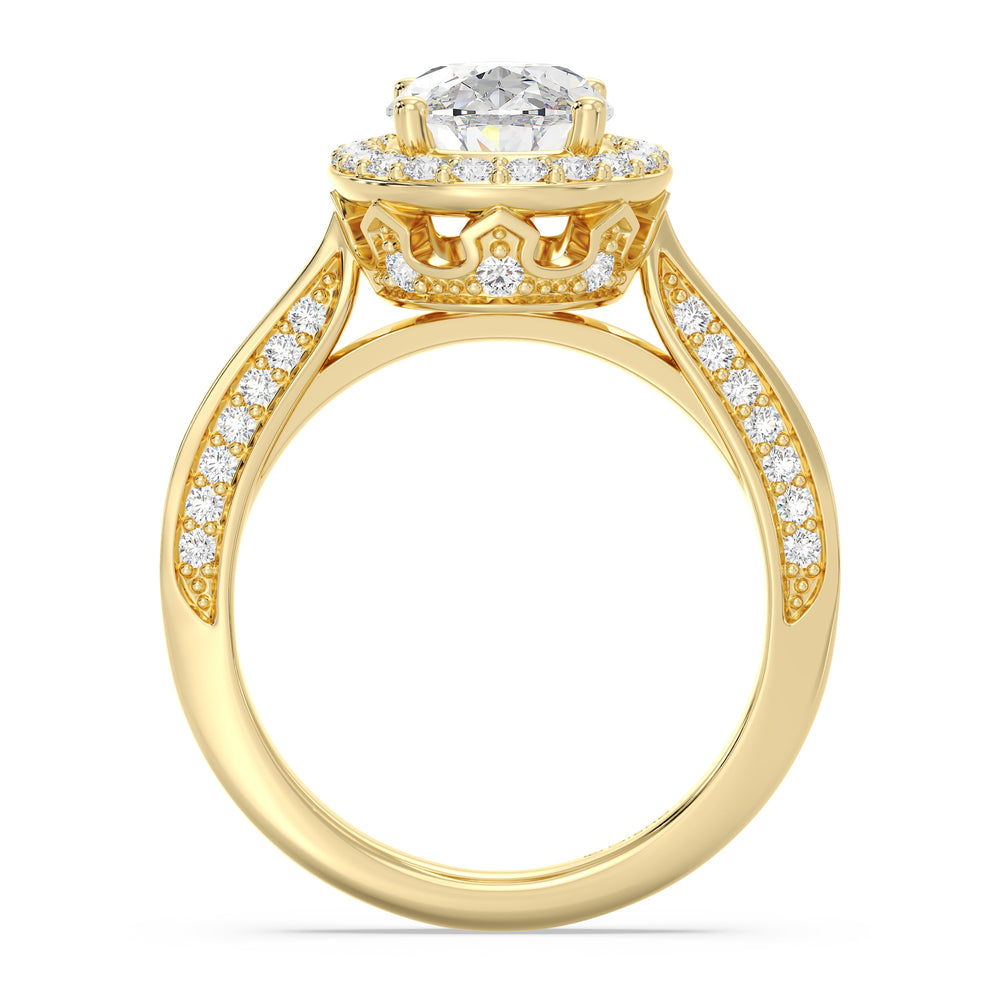 Enchanted Star Lab Grown Diamond 14K Gold Majestic Princess Tapered Shank Engagement Ring with Yellow Cut Diamond in 14KT Oval view 3
