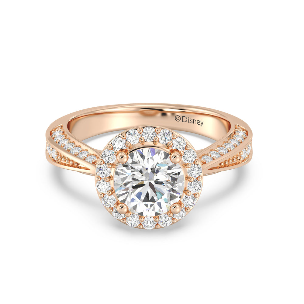 Enchanted Star Lab Grown Diamond 14K Gold Majestic Princess Tapered Shank Engagement Ring with Rose Cut Diamond in 14KT Round view 2
