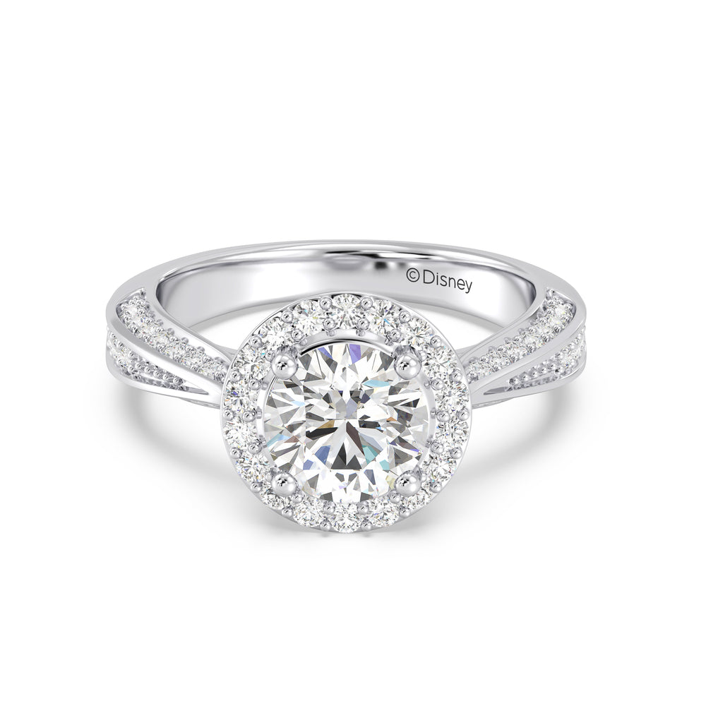 Enchanted Star Lab Grown Diamond 14K Gold Majestic Princess Tapered Shank Engagement Ring with White Cut Diamond in 14KT Round view 2
